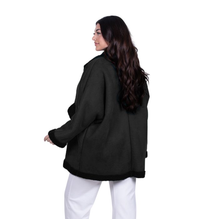 Platinum Ημίπαλτο Μαύρο Γυναικείο Μουτόν Γυναικείο Με Γούνα Casual All Day Free Size - 06079-BC - Image 5