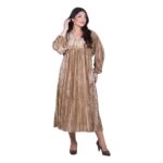 Platinum Φόρεμα Μπεζ - Χρυσό Γυναικείο Μidi Ampir Velvet All Day Free Size - 10279-KD - Image 4