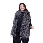 Fairyland Moschato Γιλέκο Γκρι Με Λευκό Γυναικείο Γούνινο Οικολογικό Χνουδωτό Casual All Day - FS-1310 - Image 3