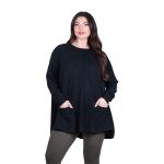 Platinum Μπλούζα Μαύρη Γυναικεία Κλος Άνετη Γραμμή Αll Day Free Size - 1628-BC