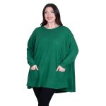 Platinum Μπλούζα Πράσινη Γυναικεία Κλος Άνετη Γραμμή Αll Day Free Size - 1628-GR