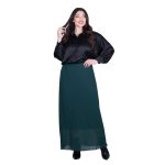 Gomore Φούστα Πράσινη Ζορζέτα Γυναικεία Μακριά Βραδινή Εβαζέ - 24730-GR