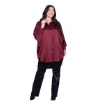 Platinum Πουκαμίσα Μπορντό Γυναικεία Σατινέ Μακριά Ασύμμετρη All Day Free Size - 265-GU-BR