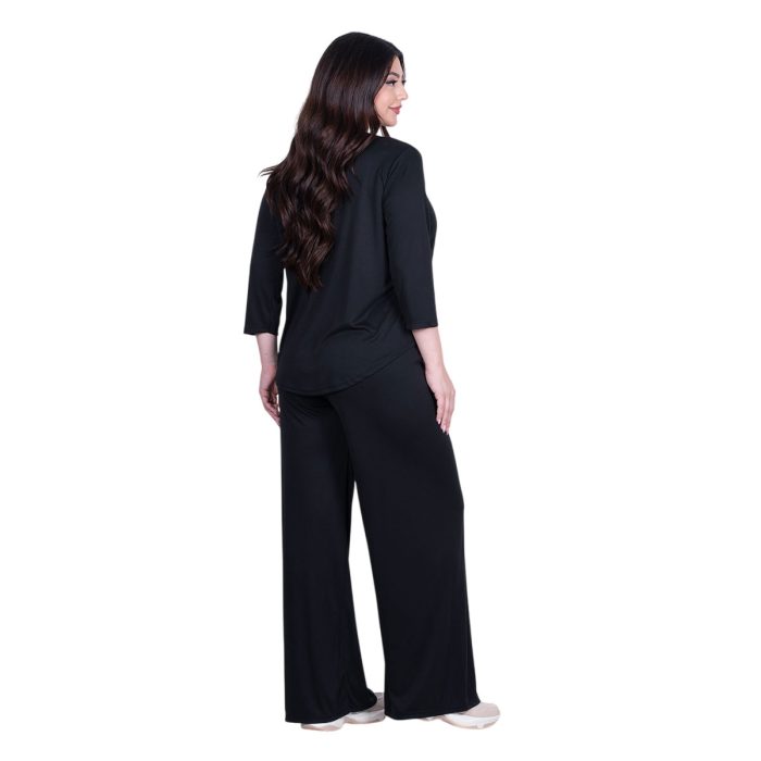 Platinum Σετ Παντελόνα - Μπλούζα Μαύρο Γυναικεία Φαρδύ Casual All Day Free Size - 273-BC - Image 4