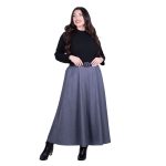 Platinum Φούστα Γκρι Γυναικεία Mακριά Klos Εβαζέ Με Ζώνη Καθημερινή Free Sze - 3078