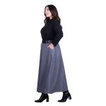 Platinum Φούστα Γκρι Γυναικεία Mακριά Klos Εβαζέ Με Ζώνη Καθημερινή - IT-3078 - Image 2