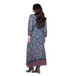 Platinum Φόρεμα Πετρόλ - Μωβ Με Εμπριμέ Γυναικείο Κρουαζέ Klos All Day Free Size -  4963-W - Image 5