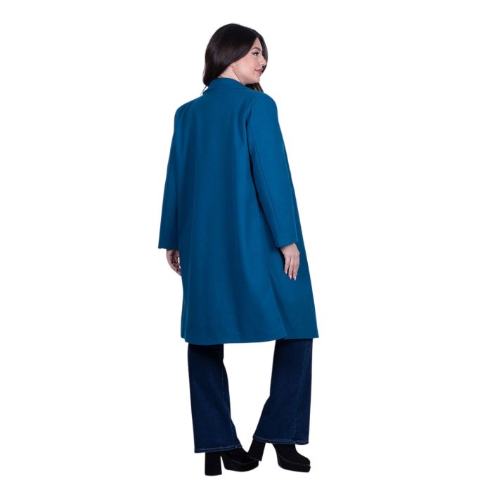 Platinum Παλτό Πετρολ Γυναικείο Με Κουμπιά & Τσέπες All Day Free Size - 6067-PL - Image 4