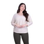 Platinum Μπλούζα Εκρού Γυναικεία Πλεκτή Φαρδιά Με Ντεκολτέ Casual All Day Free Size - 6266-EG - Image 2