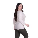 Platinum Μπλούζα Εκρού Γυναικεία Πλεκτή Φαρδιά Με Ντεκολτέ Casual All Day Free Size - 6266-EG - Image 3