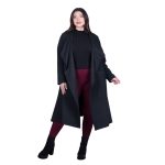 Fairyland Moschato Παλτό Μαύρο Γυναικείο Ανάγλυφο Σχέδιο Με Τσέπες Casual All Day Free Size - 76208-BC