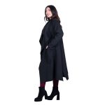 Fairyland Moschato Παλτό Μαύρο Γυναικείο Ανάγλυφο Σχέδιο Με Τσέπες Casual All Day Free Size - 76208-BC - Image 2