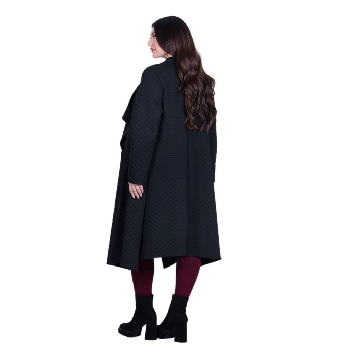 Fairyland Moschato Παλτό Μαύρο Γυναικείο Ανάγλυφο Σχέδιο Με Τσέπες Casual All Day Free Size - 76208-BC - Image 3