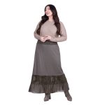 Platinum Φούστα Χακί Γυναικεία Μακριά Με Ρομαντική Δαντέλα Καθημερινή Free Size - 8930-HG