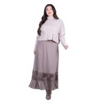 Platinum Φούστα Μόκα Γυναικεία Μακριά Με Ρομαντική Δαντέλα Καθημερινή Free Size - 8930-MG - Image 2