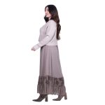 Platinum Φούστα Μόκα Γυναικεία Μακριά Με Ρομαντική Δαντέλα Καθημερινή Free Size - 8930-MG - Image 3