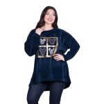 Fairyland Μπλούζα Μπλε Γυναικεία Ασύμμετρη Velvet Με Mickey Mouse Casoual All Day Free Size - FM-2504-BL