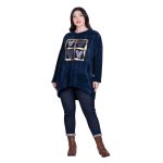 Fairyland Μπλούζα Μπλε Γυναικεία Ασύμμετρη Velvet Με Mickey Mouse Casoual All Day Free Size - FM-2504-BL - Image 2