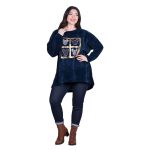 Fairyland Μπλούζα Μπλε Γυναικεία Ασύμμετρη Velvet Με Mickey Mouse Casoual All Day Free Size - FM-2504-BL - Image 4