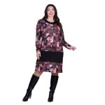 Gomore Φόρεμα Μωβ Παλ Με Γήινα Εμπριμέ Σχέδια Γυναικείο Μidi Σε Ίσια Γραμμή - FM-3511-V