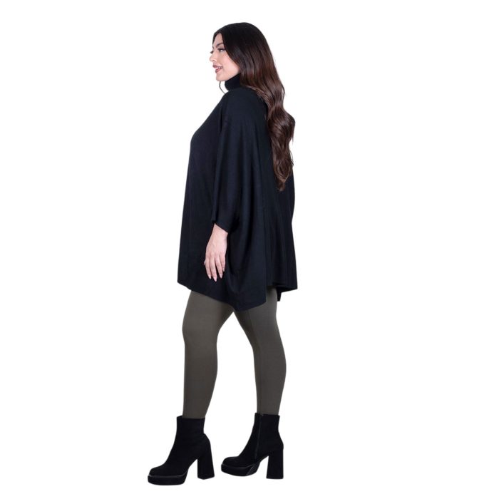 Fairyland Moschato Πόντσο - Πουλόβερ Μαύρο Με Ζιβάγκο Γυναικείο Casual Φαρδύ All Day Free Size - FM-5016-BC - Image 3