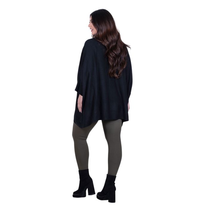 Fairyland Moschato Πόντσο - Πουλόβερ Μαύρο Με Ζιβάγκο Γυναικείο Casual Φαρδύ All Day Free Size - FM-5016-BC - Image 4