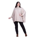 Fairyland Moschato Πόντσο - Πουλόβερ Εκρού Με Ζιβάγκο Γυναικείο Casual Φαρδύ All Day Free Size - FM-5016-EG