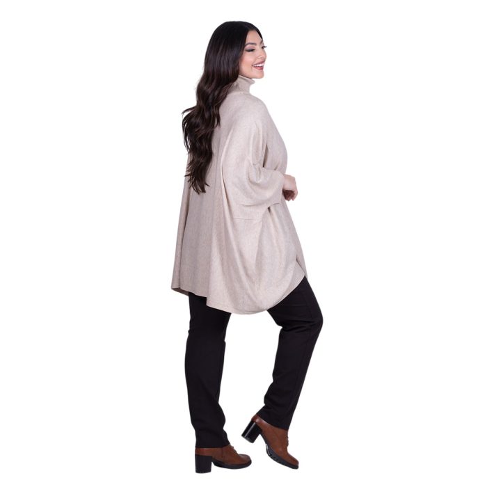 Fairyland Moschato Πόντσο - Πουλόβερ Εκρού Με Ζιβάγκο Γυναικείο Casual Φαρδύ All Day Free Size - FM-5016-EG - Image 4