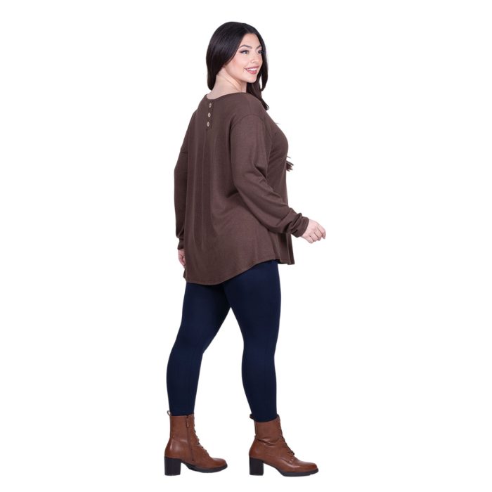Fairyland Moschato Μπλούζα Καφέ Γυναικεία Εβαζέ Κλος Καθημερινή Free Size - FM-57115-BR - Image 4