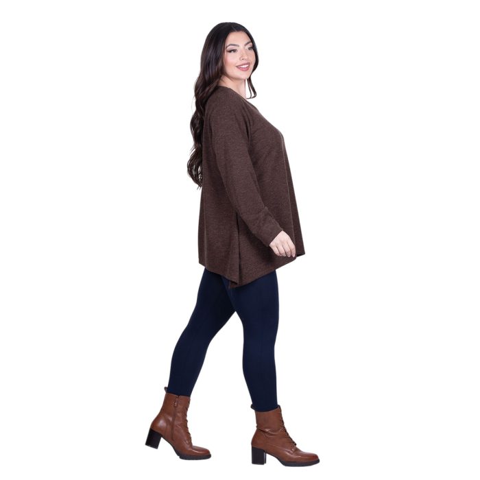 Fairyland Moschato Μπλούζα Καφέ Γυναικεία Κλος Με Ασυμμετρία Καθημερινή Free Size - FM-705-BR - Image 3