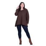 Fairyland Moschato Μπλούζα Καφέ Γυναικεία Κλος Με Ασυμμετρία Καθημερινή Free Size - FM-705-BR - Image 4