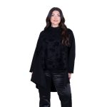 Fairyland Μπλούζα Μαύρη Γυναικεία Ασύμμετρη Με Σχέδια All Day Free Size - FM-8215-BCF