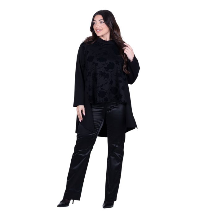 Fairyland Μπλούζα Μαύρη Γυναικεία Ασύμμετρη Με Σχέδια All Day Free Size - FM-8215-BCF - Image 3