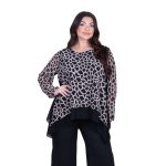 Fairyland Μπλούζα Μαύρη Με Εκρού Σχέδια Γυναικεία Με Μύτες All Day Free Size - FM-8495-BC
