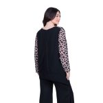 Fairyland Μπλούζα Μαύρη Με Εκρού Σχέδια Γυναικεία Με Μύτες All Day Free Size - FM-8495-BC - Image 4