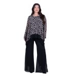 Fairyland Μπλούζα Μαύρη Με Εκρού Σχέδια Γυναικεία Με Μύτες All Day Free Size - FM-8495-BC - Image 5