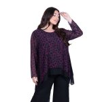 Fairyland Μπλούζα Μαύρη Με Ματζέντα Σχέδια Γυναικεία Με Μύτες All Day Free Size - FM-8495-MG