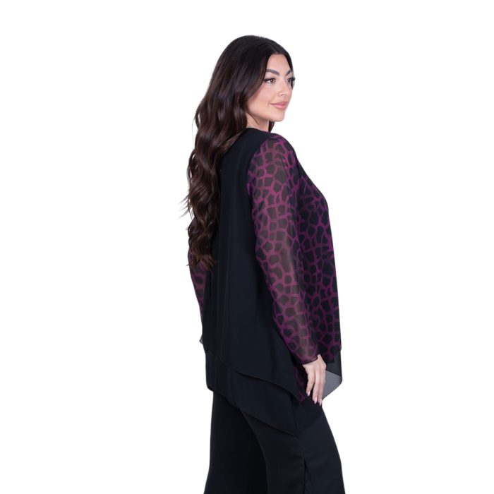 Fairyland Μπλούζα Μαύρη Με Ματζέντα Σχέδια Γυναικεία Με Μύτες All Day Free Size - FM-8495-MG - Image 3