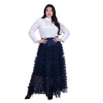 Platinum Φούστα Μπλε Γυναικεία Τούλινη Με Φρου - Φρου Εβαζέ Girly Μaxi All Day Free Size - FM-854-BL