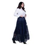 Platinum Φούστα Μπλε Γυναικεία Τούλινη Με Φρου - Φρου Εβαζέ Girly Μaxi All Day Free Size - FM-854-BL - Image 4