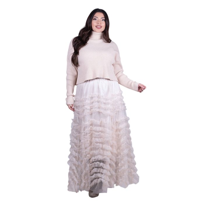 Fairyland Φούστα Nude Γυναικεία Τούλινη Με Φρου - Φρου Εβαζέ Girly Μaxi All Day Free Size - FM-854-ND