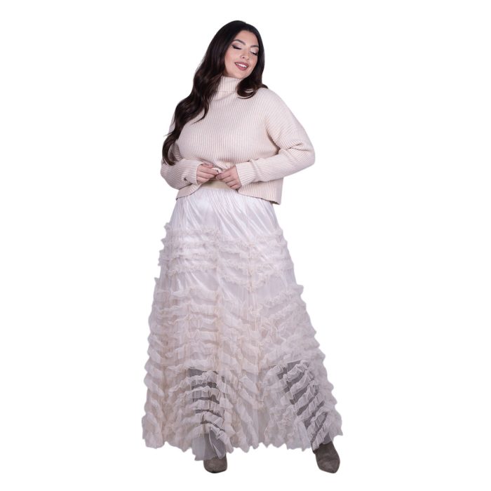 Fairyland Φούστα Nude Γυναικεία Τούλινη Με Φρου - Φρου Εβαζέ Girly Μaxi All Day Free Size - FM-854-ND - Image 2