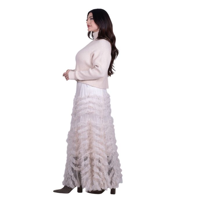 Fairyland Φούστα Nude Γυναικεία Τούλινη Με Φρου - Φρου Εβαζέ Girly Μaxi All Day Free Size - FM-854-ND - Image 4