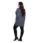 Fairyland Πουλόβερ Γκρι Γυναικείο Πλεκτό Ασύμμετρο Casual Με Nτεκολτέ All Day Free Size -FM-886-G - Image 4