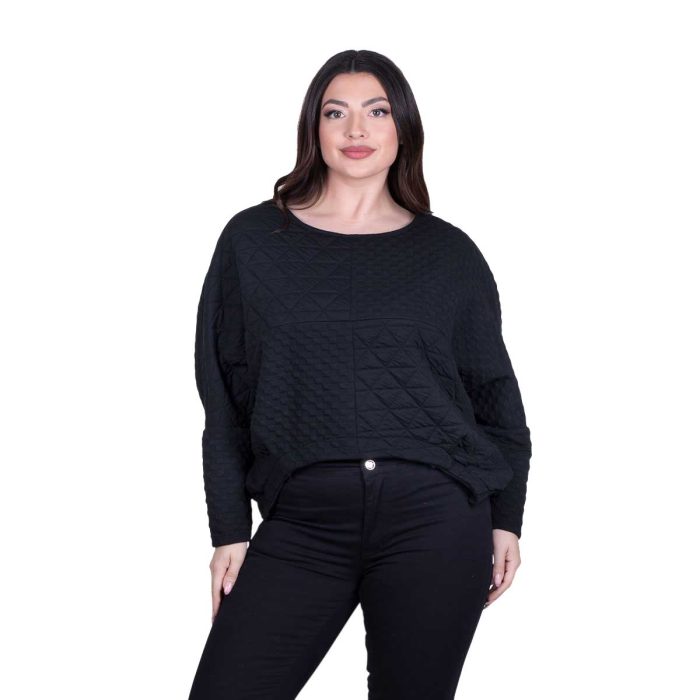 Fairyland Moschato Μπλούζα Μαύρη Γυναικεία Casual Φαρδιά Νεανική All Day Free Size - FM-99208 - Image 2