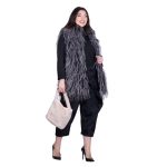 Fairyland Moschato Γιλέκο Γκρι Με Λευκό Γυναικείο Γούνινο Οικολογικό Χνουδωτό Casual All Day - FS-1310 - Image 2