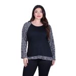 Gomore Μπλούζα Μαύρη Με Ασπρόμαυρο Σχέδιο Γυναικεία Ασύμμετρη Αll Day - GM-04115