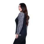 Gomore Μπλούζα Μαύρη Με Ασπρόμαυρο Σχέδιο Γυναικεία Ασύμμετρη Αll Day - GM-04115 - Image 2