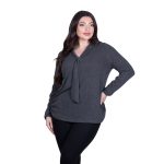 Gomore Μπλούζα Γκρι Γυναικεία Με Γραβάτα Κλασική Καθημερινή - GM-04145-GR - Image 2