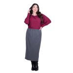 Gomore Φούστα Γκρι Γυναικεία Μακριά Κλασσική Σε Ίσια Γραμμή Καθημερινή - GM-24707-GE - Image 2